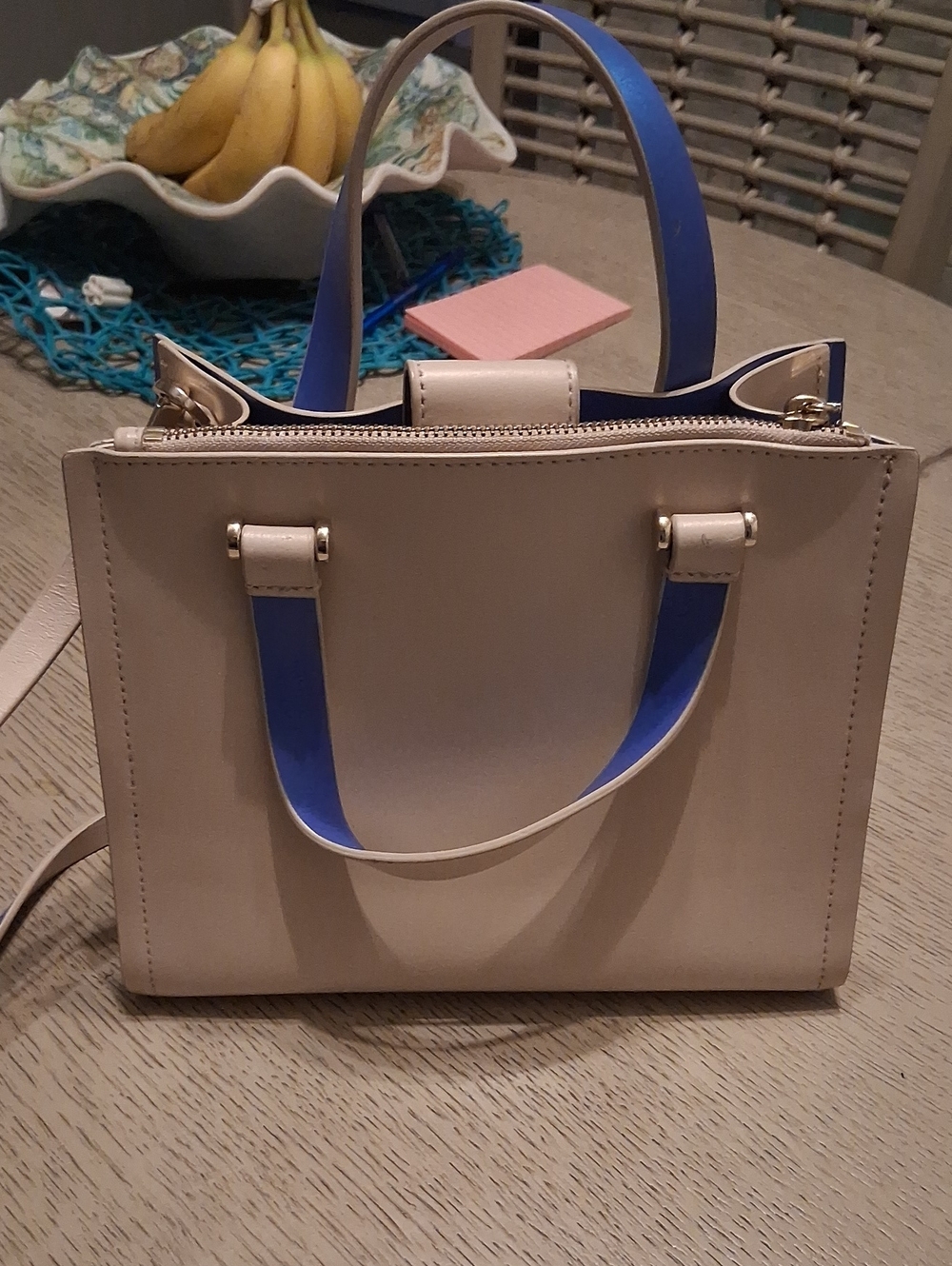 kate spade Cream & Blue Trim Purse.  NO BUNDLE DISCOUNT. FIRM PRICE - Picture 4 of 12